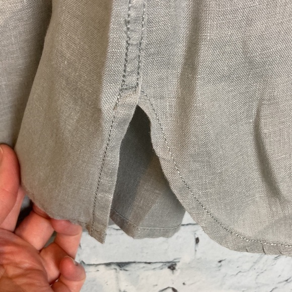 Garnet Hill Easy Linen Tunic Grey Gray Button Shirt Coastal Vacation Petite S - Picture 9 of 16